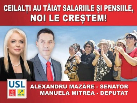 Manuela Mitrea şi Alexandru Mazăre invită alegătorii la o întâlnire în Piaţa I.L.Caragiale